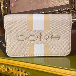 bebe Beige and White Crossbody Bag